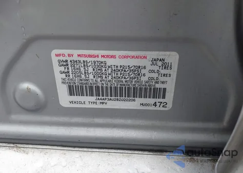 2011 Mitsubishi Outlander Sport Es from USA, damaged, VIN JA4AP3AU2BZ022206